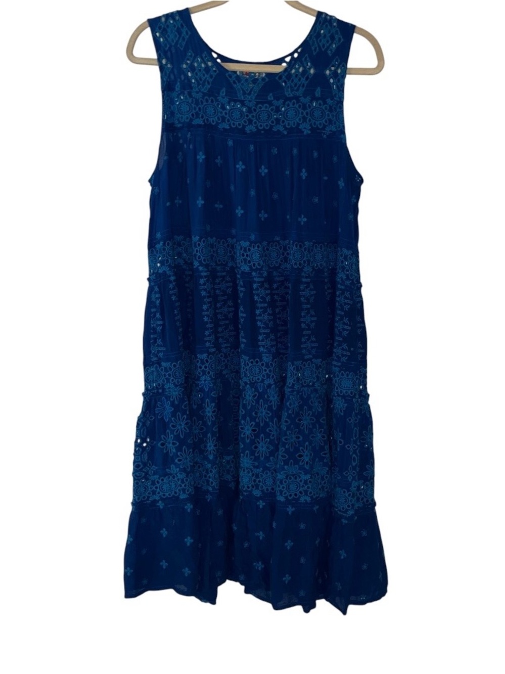 Like new Johnny Was Colbolt blue Pleated Embellished/Morgan Sundress Sz M